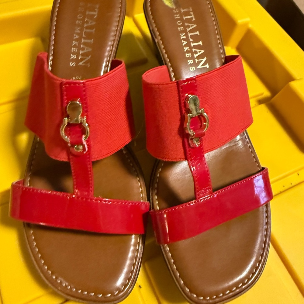 Italian Shoemakers Women's Red and Tan Sandals